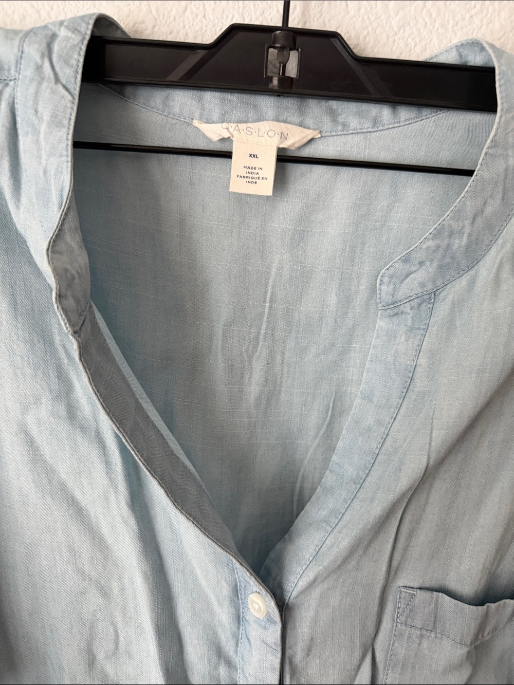 Caslon Light Blue Button-Front Drawstring romper - Picture 4 of 9